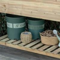 Outsunny Jardinière surélevée avec Étagère de Rangement en Bois, Carré Potager sur Pied surélevé, 113 x 56 x 84 cm, vert(m-9)