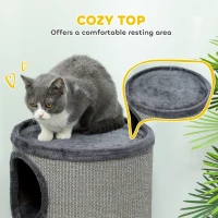 PawHut Drapak dla Kota z 3 Poziomami, z Matą do Drapania z Sizalowego Sznura, Drapak dla Kota, 38 cm x 38 cm x 70 cm, Szary(m-5)