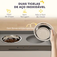 PawHut Comedouro Elevado para Cães com Armário de Armazenamento 2 Tigelas com Anéis Antiderrapantes 60x30x35,5cm Branco(m-4)