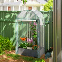 Outsunny Mini serre de jardin serre balcon avec sac de plantation et housse en plastique renforcé, porte enroulable, transparente(m-10)