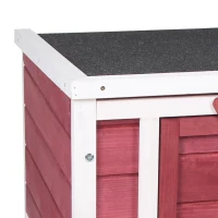 PawHut Clapier à lapin cage à lapin avec rampes/porte, toit ouvrant et étanche - en bois de sapin 51 x 42 x 43 cm rouge blanc(m-8)