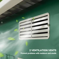 Outsunny 7 x 4ft Outdoor Storage Shed with Foundation Kit, Lean to Metal Garden Shed for Log, Rubbish Bin, Tool, Bike, Green(m-7)