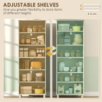 HOMCOM Freestanding Kitchen Cupboard, 4-Door Storage Cabinet with Adjustable Shelves, Modern Kitchen Pantry, 170cm, Green(m-5)