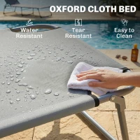 Outsunny Folding Sun Lounger with Canopy, Reclining Sunbed with 4-Position Adjustable Backrest, 600D Oxford Cloth, Portable Garden Lounger Recliner Chair for Beach, Camping, Patio, Light Grey(m-6)