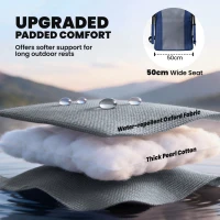 Outsunny Padded Camping Chair Adults Heavy Duty Folding Chair Side Pocket Cup Holder Carry Bag Outdoor Dark Blue(m-4)