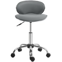 HOMCOM Tabouret à roulettes tabouret de travail avec hauteur réglable 44-56 cm et dossier, pivotant 360°, gris