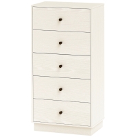 HOMCOM Commode 5 tiroirs, meuble de rangement haut et étroit, style moderne pour chambre à coucher, salon - 47x29x95cm, crème