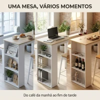 HOMCOM Mesa de Bar de Bistrô com 3 Prateleiras com Suporte Estilo Moderno para Cozinha e Sala de Jantar 112x57x106 cm Branco(m-4)