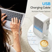 HOMCOM Portable Air Conditioner, 4-in-1 Mini Air Cooler with 3 Wind Speed, 2 Mist Mode, 7 Colour RGB Light, White(m-8)