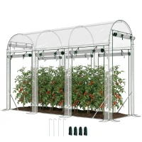 Outsunny Serre tunnel de jardin 3 m², serre de jardin, cadre en acier galvanisé, 8 portes roulantes, 295x100x197cm, transparent(m-11)