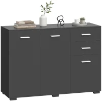 HOMCOM Sideboard, Modern Storage Cabinet with 2 Drawers, 3 Doors and Adjustable Shelves, Black(m-10)