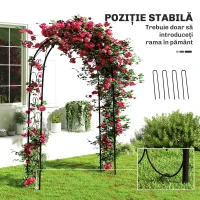Outsunny Arcadă de Grădină Arcadă de Trandafiri Stil Fier Forjat dim. 125L x 37l x 230H cm oţel epoxid Negru pentru plante căţărătoare(m-4)