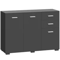 HOMCOM Sideboard, Modern Storage Cabinet with 2 Drawers, 3 Doors and Adjustable Shelves, Black(m-1)