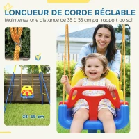 AIYAPLAY Portique Balançoire Enfants 3-en-1, Balançoire Pliable avec Siège Réglable, Intérieur et Extérieur, Multicolore(m-5)