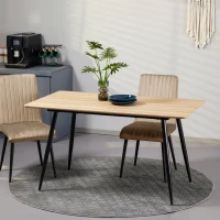 HOMCOM Table à manger 4 personnes rectangulaire avec plateau effet bois et 4 pieds en acier 140 x 80 x 76 cm noir(m-10)