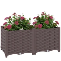 Outsunny Plastic Raised Garden Bed with Legs, Self Watering Elevated Planter Boxes with Drainage Holes and Plugs(m-10)