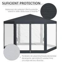 Outsunny Pavilion 4x4 m de Gradina Hexagonal cu Pereti din Plasa(m-4)
