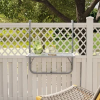 Outsunny Balkonhangtafel opklapbaar 4-voudig verstelbare hangtafel van metaal, weerbestendig balkontafel 60x40 cm Grijs(m-8)