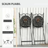 Outsunny Mobilier Gradina 3 Piese – 2 Scaune & Masa Mozaic Metalica(m-4)