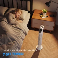 HOMCOM Tower Fan Oscillating 3 Speeds 3 Winds 40W w/ RC Timer Quiet - White(m-7)