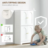 HOMCOM Comodă Bucătărie, Dulap Bucătărie cu 2 Dulapuri, 4 Uși Arcuite, 2 Rafturi Reglabile, cu Dispozitiv Anti-Răsturnare, 60x30x110 cm, pentru Sala de Masă, Living, Alb(m-7)