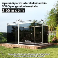 Outsunny Zanzariera per Gazebo Tende di Ricambio Universale con Cerniere, 335x207cm, Nero e Beige(m-3)