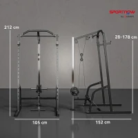 SPORTNOW Power Cage Power Rack with 15-Level Squat Rack, Cable Pulley System, Lat Pulldown & Pull Up Bar(m-3)