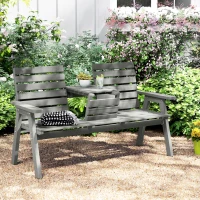 Outsunny Fir Wood Convertible 2 to 3 Seater Outdoor Garden Bench Grey(m-2)