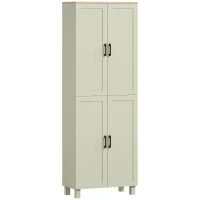 HOMCOM Freestanding Kitchen Cupboard, 4-Door Storage Cabinet with Adjustable Shelves, Modern Kitchen Pantry, 170cm, Green(m-11)