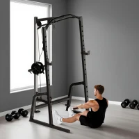 SPORTNOW Power Cage Power Rack with 15-Level Squat Rack, Cable Pulley System, Lat Pulldown & Pull Up Bar(m-9)