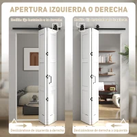 HOMCOM Puerta Corredera Plegable con Herrajes 91,4x213,4 cm con Rodillo Riel de Acero Guía de Suelo Manija Blanco(m-5)