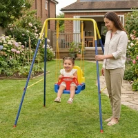 AIYAPLAY Portique Balançoire Enfants 3-en-1, Balançoire Pliable avec Siège Réglable, Intérieur et Extérieur, Multicolore(m-2)