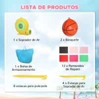 AIYAPLAY Castelo Insuflável para Crianças com Insuflador Escorrega Cama Elástica Piscina de Bolas Cesto de Basquetebol 255x230x196 cm Rosa(m-8)