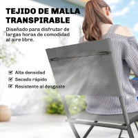 Outsunny Conjunto de Mesa y Sillas Jardín de 5 Piezas Muebles de Jardín Exterior con 4 Sillas Plegables y Mesa Plegable Gris(m-7)
