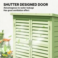 Outsunny Garden Shed Wooden Garden Storage Shed 2 Door Unit Solid Fir Wood Garage Tool Organisation Cabinet, 87L x 46.5W x 96.5Hcm, Green(m-4)