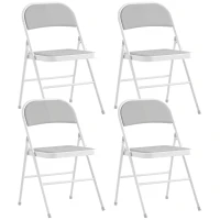 HOMCOM Lot de 4 chaises pliantes chaises de salle à manger portables cadre en acier 45 x 46 x 78 cm blanc(m-12)