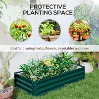 Outsunny Set of 2 Raised Beds for Garden, Galvanised Outdoor Planters for Herbs Vegetables, Use for Patio Balcony, Green(m-6)