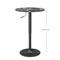 HOMCOM Stół barowy okrągły dla 2 osób, czarny, Ø60 cm, regulowany(m-3)