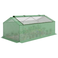 Outsunny Mini Serre de Jardin Serre à tomates mini serre tunnel toit pointu1,8L x 0,9l x 0,7H m métal thermolaqué PE Haute densité fenêtre moustiquaire intégrées Vert
