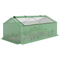Outsunny Mini Serre de Jardin Serre à tomates mini serre tunnel toit pointu1,8L x 0,9l x 0,7H m métal thermolaqué PE Haute densité fenêtre moustiquaire intégrées Vert(m-1)