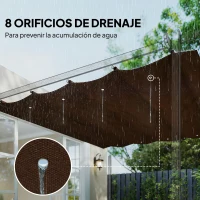Outsunny Techo de Repuesto Retráctil 3x2,5 m para Marco de 3x2 m Toldo de Tela Solo para Cenador Jardín con 8 Orificios Café(m-6)