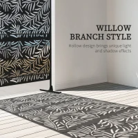 Osłona przeciwwiatrowa Outsunny, odporna na warunki atmosferyczne, stal, 122 cm x 45 cm x 198 cm, czarna(m-4)