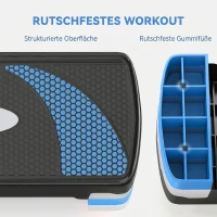 HOMCOM Stepper Fitness pentru Aerobic Reglabil pe 3 Înălțimi de 10-15-20 cm, Albastru și Negru(m-8)