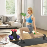 SPORTNOW Hex Dumbbells Set with Dumbbell Rack, Hand Weights for Strength Training Weight Lifting, 2 x 1kg, 2 x 3kg, 2 x 5kg(m-2)