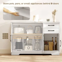 HOMCOM Sideboard with 2 Drawers Modern Storage Cabinet, Kitchen Cupboard with Adjustable Shelf and 3 Doors White(m-4)