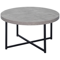 HOMCOM Round concrete-effect coffee table in wood and metal - Ø 80 x 45 cm - crossed base