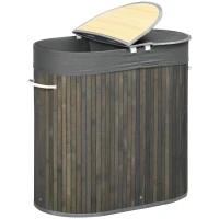HOMCOM Kosz na bieliznę 100L z wyjmowaną ławą do prania 62,5 cm x 37 cm x 60,5 cm Naturalny + Biały(m-10)