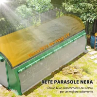 Outsunny Serra a Tunnel 6 x 3 x 2 m con Rete Parasole, Pareti Laterali Arrotolabili, Copertura in Plastica, Struttura in Acciaio, Verde(m-4)