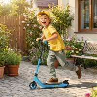 HOMCOM 120W Electric Scooter, E-Scooter, Adjustable Height, Rear Brake, for Ages 6+, Blue(m-9)