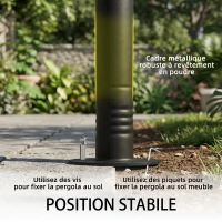 Outsunny Pergola de jardin, pergola adossée tonnelle de jardin avec structure métallique et trous de drainage, 3 x 2 m, crème(m-7)